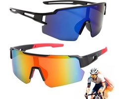 Polarised UV400 Fietszonnebrillen voor Mannen en Vrouwen, Veiligheid Brillen voor Fietsen, Hardlopen en Skiën, Set van 2