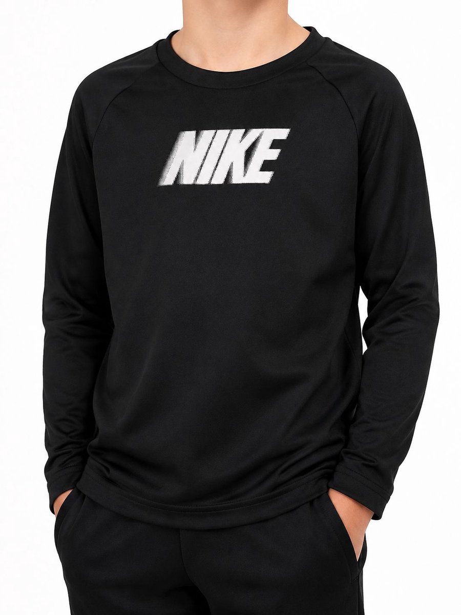 Nike Dri-FIT Multi T-shirt met lange mouwen voor jongens Zwart