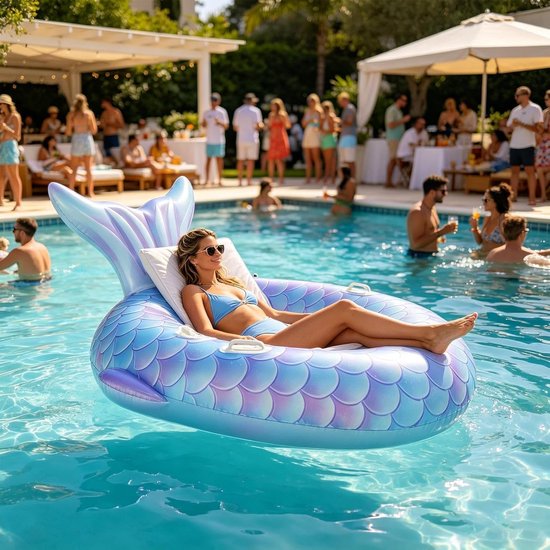 Opblaasbare Zwemstoel - Zwembad Drijver Vlotter - Ontspannen in Water - Met Bekerhouder Rugleuning - 110x110x30 cm - Meerkleurig — afbeelding 4
