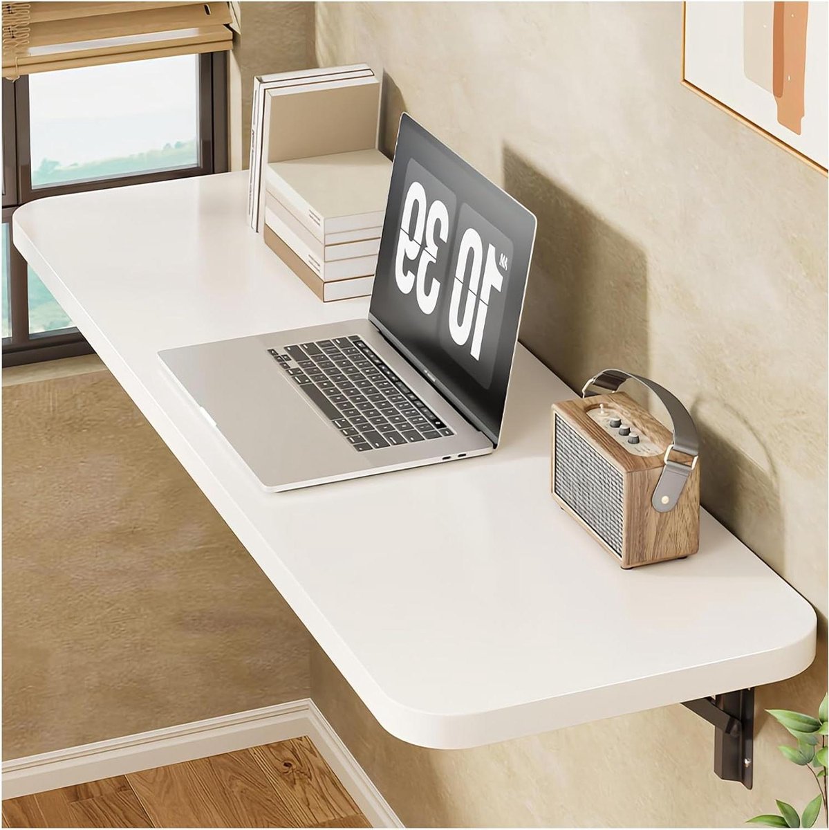 Klaptafel Wandmontage - Zwevend Bureau - Ruimte Besparen - Opklapbaar Ontwerp - 30 x 60 cm - Wit