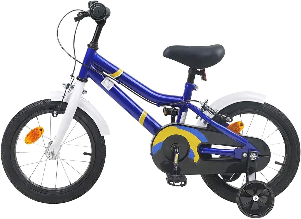 Kinderfiets Loopfiets Peuter Leren Fietsen Stalen Frame 16 inch Blauw Wit