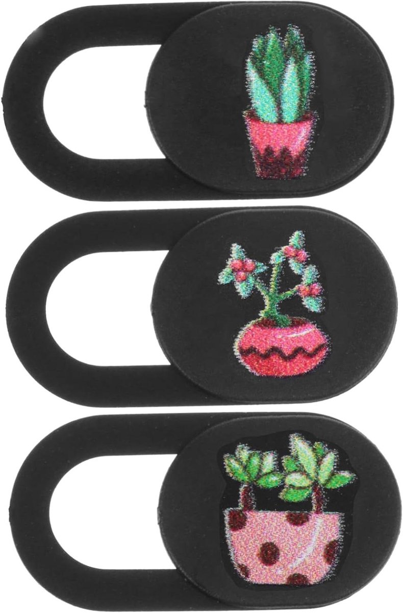 Webcam Covers - Camera Covers - Privacy Beschermen - Bloem Patroon - 3 Stuks - Zwart