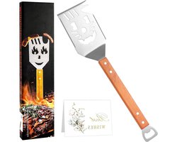 7-in-1 grill spatula multitool met houten handvat