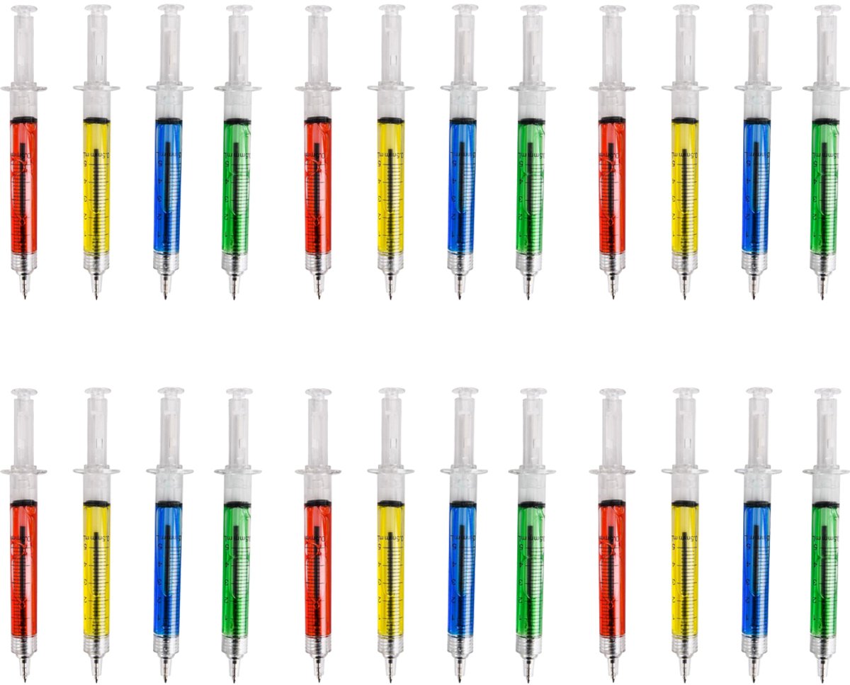 TOVBMUP Balpennen - Balpenset met spuit - Schoolbenodigdheden - Leuke nieuwe cadeaus - 24 stuks