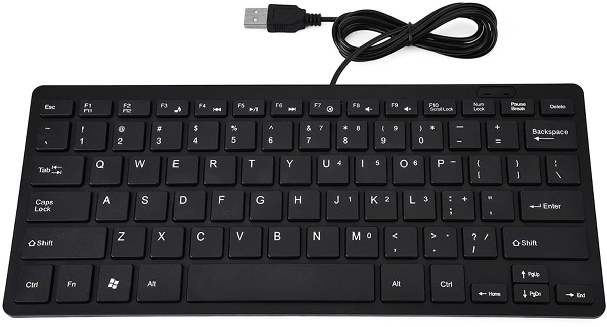 aladdien - Computertoetsenbord - Mini Ultradun Toetsenbord - USB-interface - Zwart/wit - Desktoptoetsenbord - Geschikt voor Notebook/desktop - 78 to..