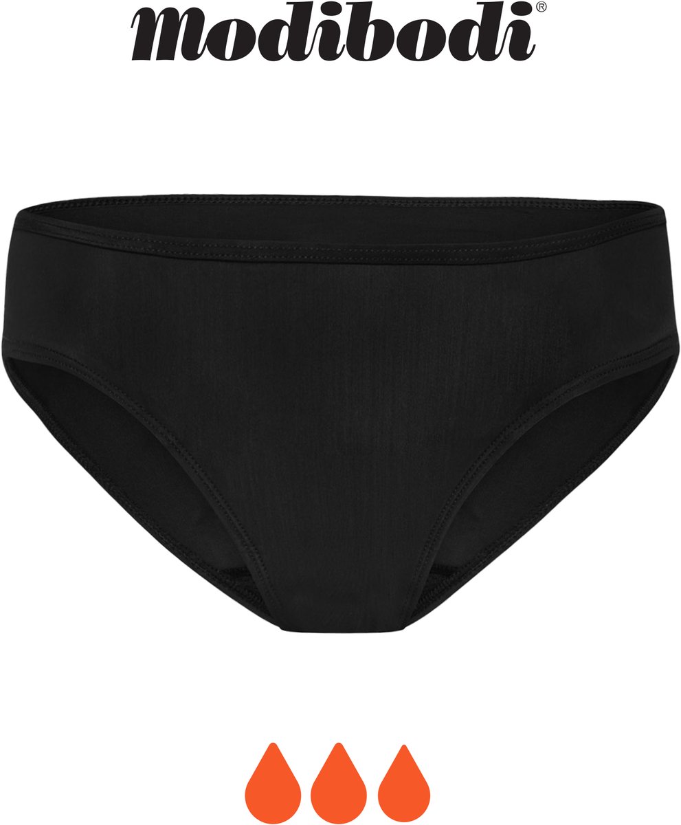 Modibodi Menstruatie Zwemkleding Tiener Super Absorberend Bikinibroekje Zwart Y14-16