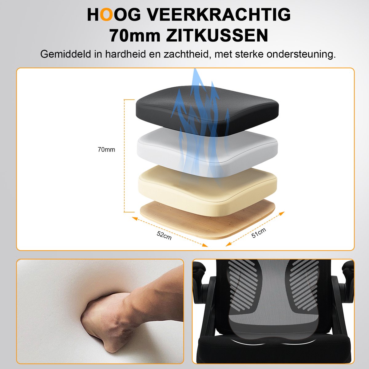 Milacyee Bureaustoel - Ergonomische Bureaustoel - Office - afbeelding 3