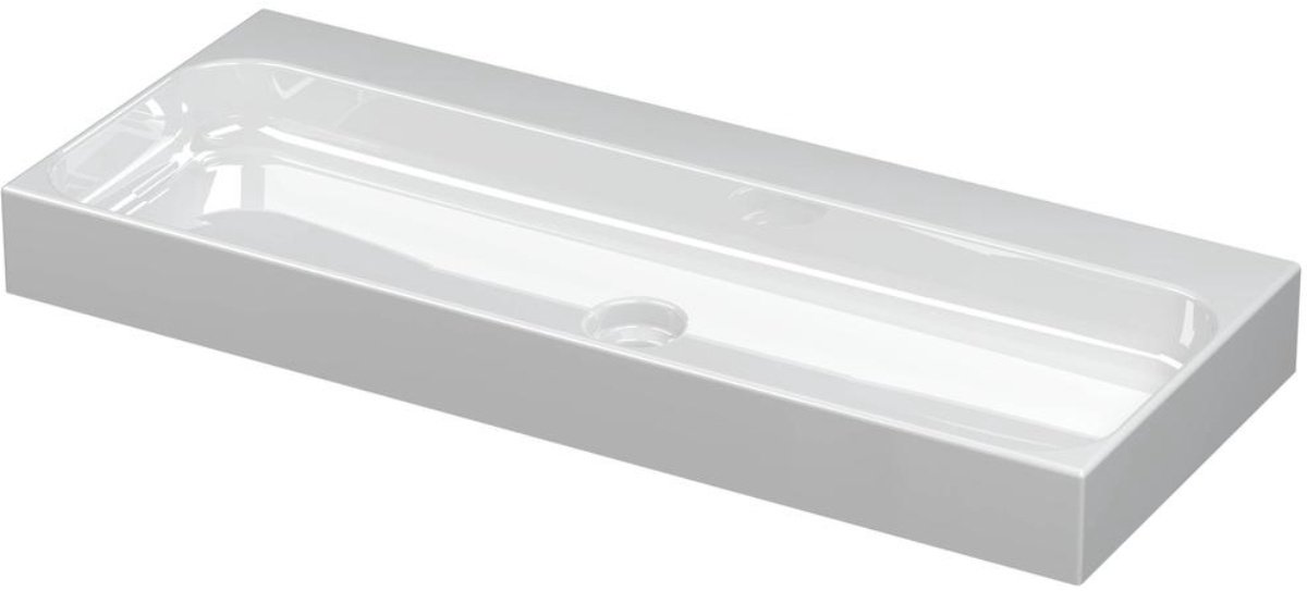 INK Unit Wastafel Porselein Zonder Kraangaten incl. Porseleinen Click Plug - 1000x400x100 mm - Glans Wit