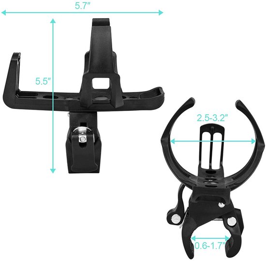 Bidonhouders voor op de fiets, set van 2, 360 graden draaibare drinkhouders, geschikt voor fietsen, kinderwagens en fietsers. — afbeelding 5
