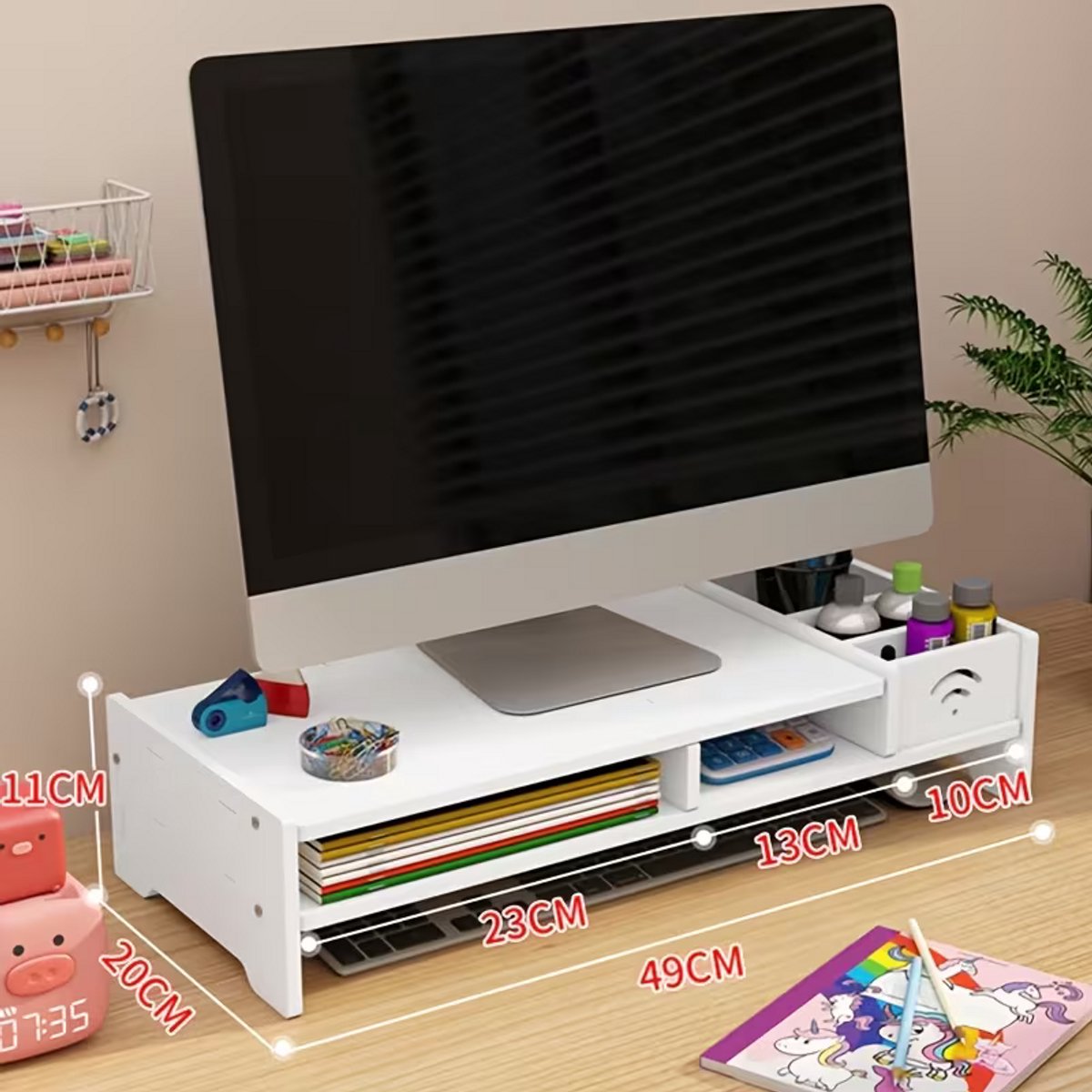 Monitor Standaard met Opberglade - Multifunctionele Desktop Organizer & PC Verhoger