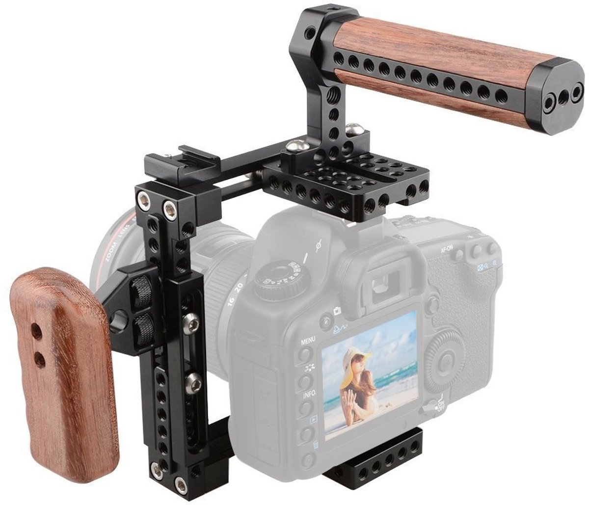 ONF3 - universele camera cage - verstelbare grip - ergonomisch ontwerp - geschikt voor filmmakers - rechter handvat - camera accessoires - robuu...