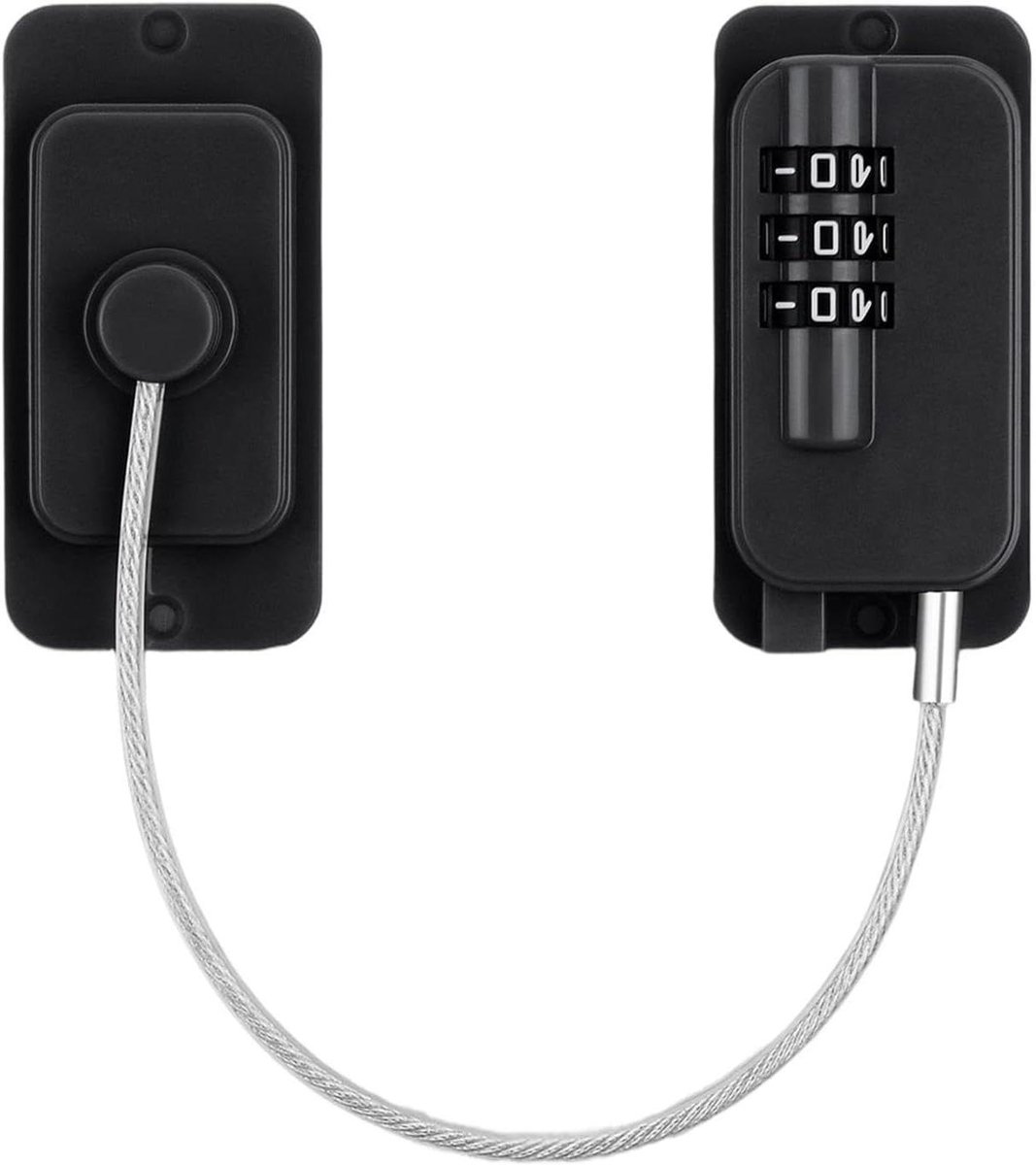 Koelkastslot Combinatie - Veiligheidsslot Kast - Spullen Beveiligen - Zonder Boren - 19.5 cm Lengte - Zwart