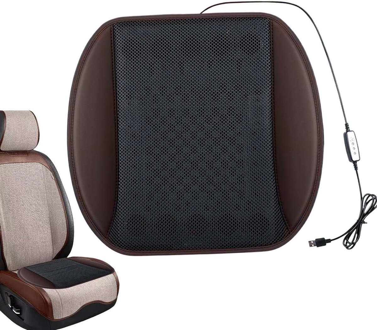 Autostoelkussen Ventilator - Zomer zitmat - Comfortabel Zitten - Universele 12V 24V - 42 x 21 x 15 cm