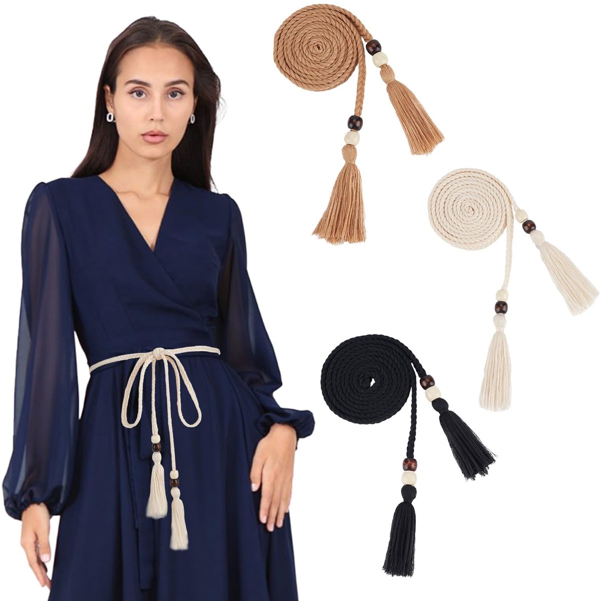 aladdien - Vrouwen Woven Tassel Riemen - Boho Stijl - Multicolour - Mode Accessoire - Unieke Riem - Geschikt voor Dames - Trendy Design