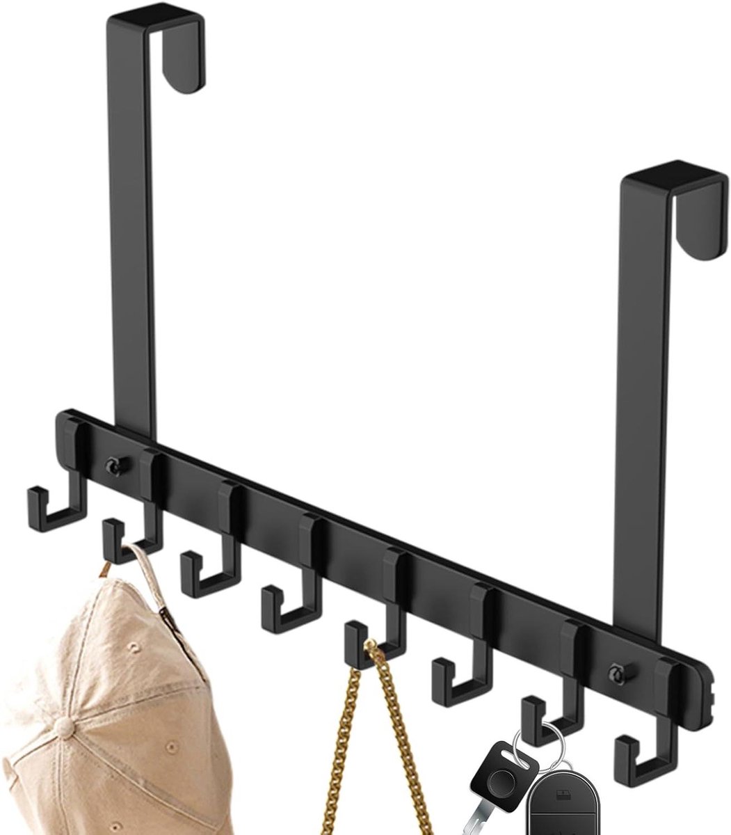 Deurhaken Organizer - Hangrek - Ruimte Besparen - Stabiel Draagvermogen - 55 cm - Zwart