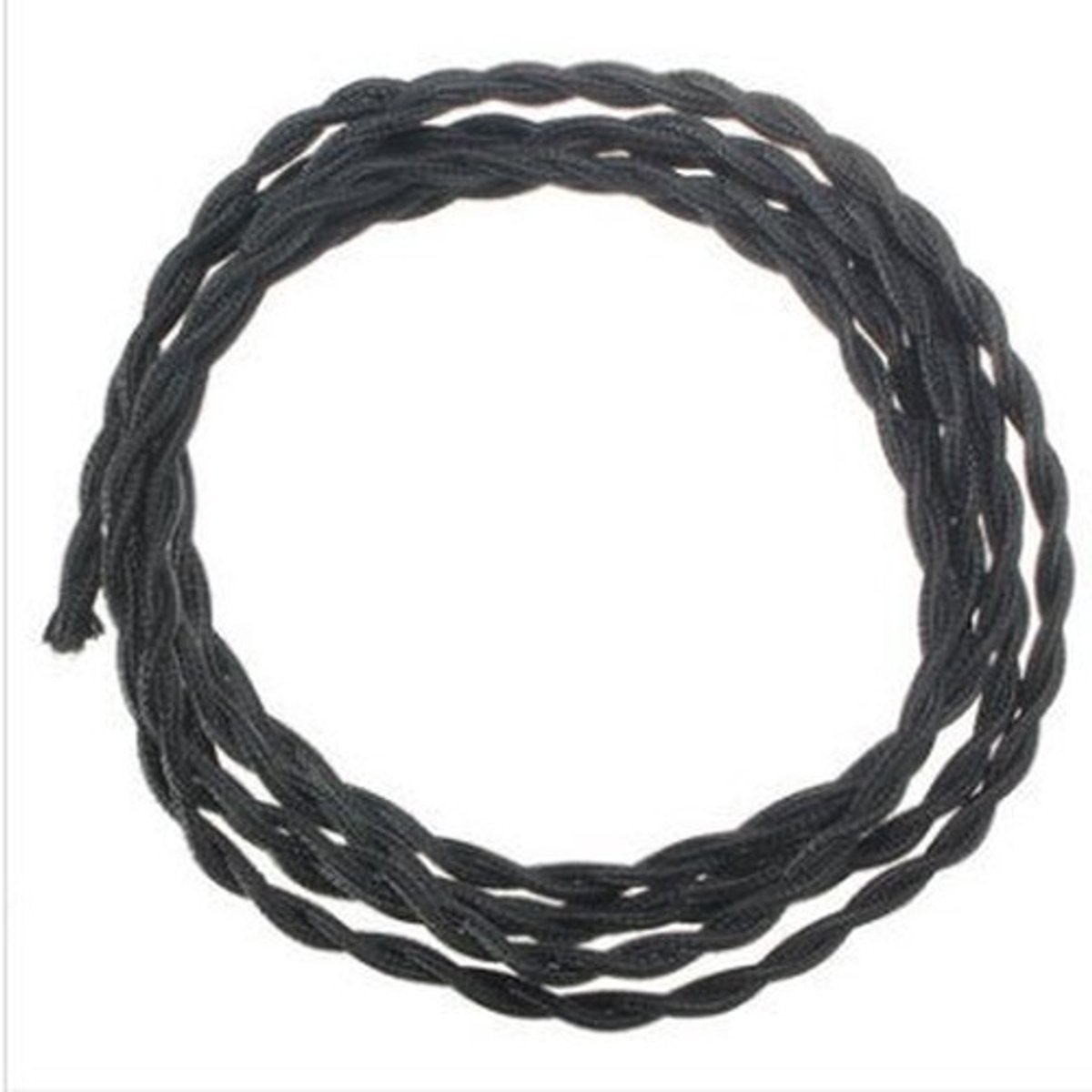 ONF3 - Vintage Stof Kabel - Gevlochten Elektrische Verlichting - Zwart - Flexibel en Duurzaam - Geschikt voor Interieur - 3 Meter