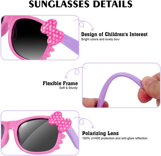 Dailygoods - Dailygoody - Kinderzonnebril - UV-bescherming - Flexibel montuur - Roze - Gepolariseerde zonnebril - Geschikt voor peuters - 3-10 jaar van Dailygoods — afbeelding 2