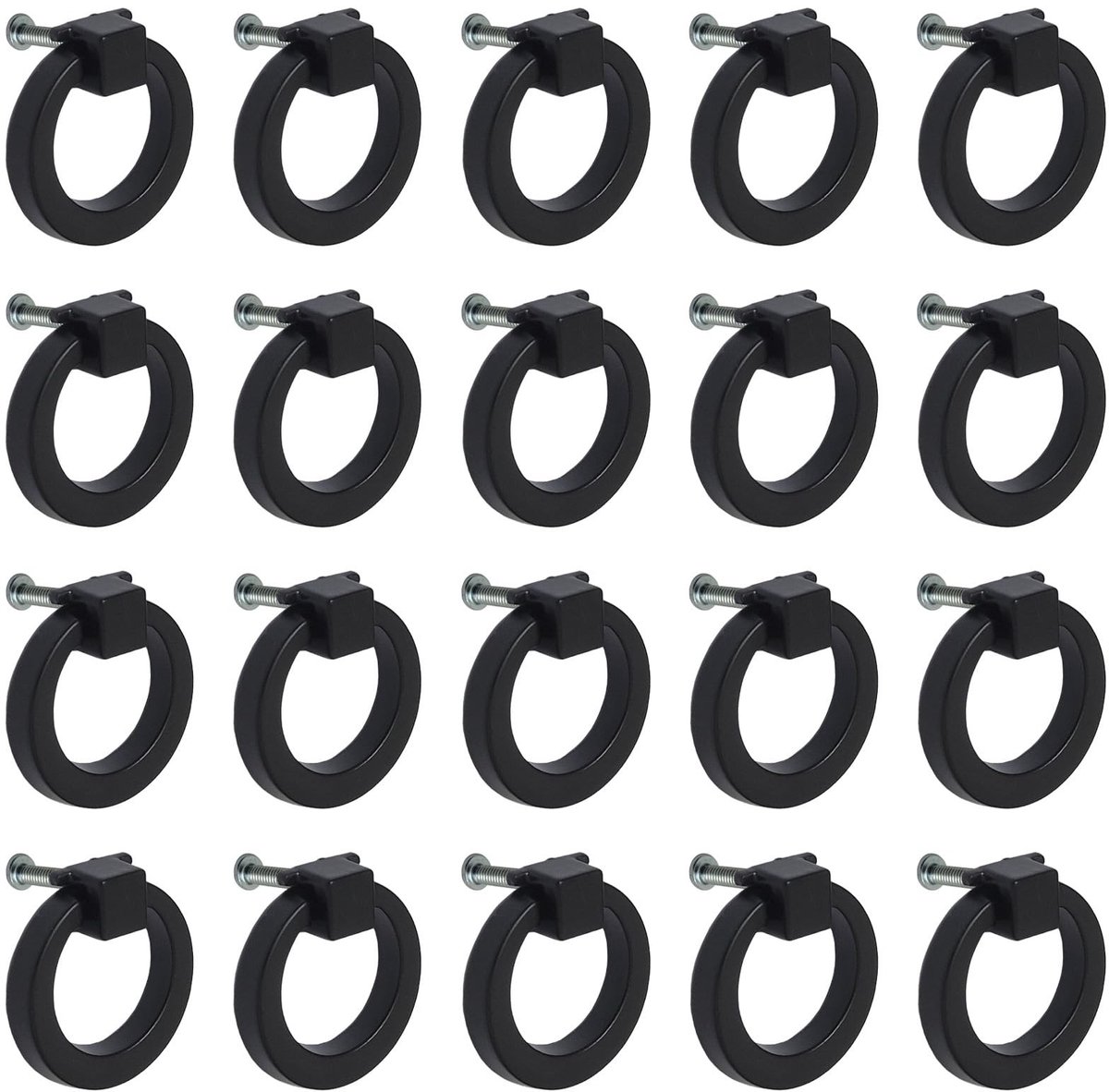 Ronde Kast Ring Trekhandgrepen - Aluminium - 20 Stuks - Zwart