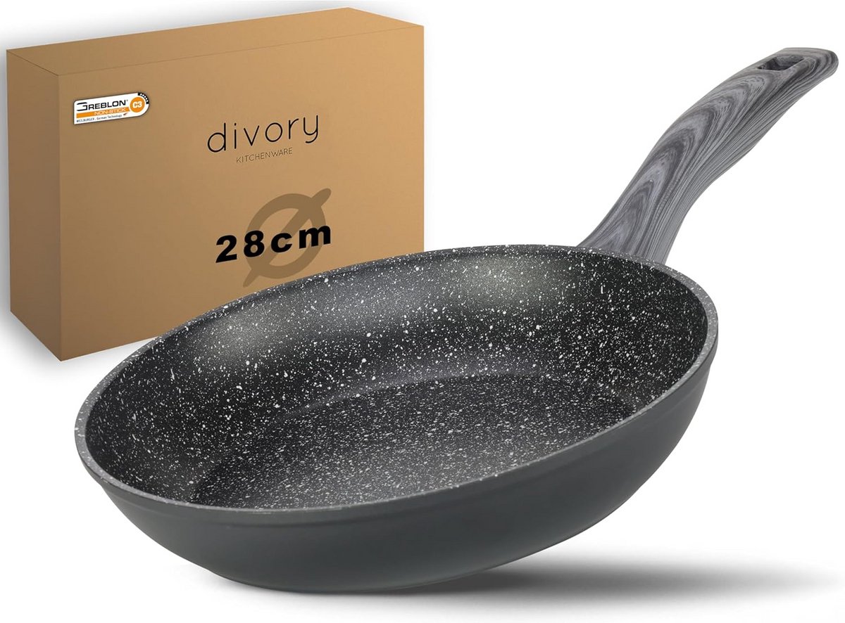 Grote Antiaanbak Koekenpan 28cm Inductie - Geschikt voor Alle Fornuizen