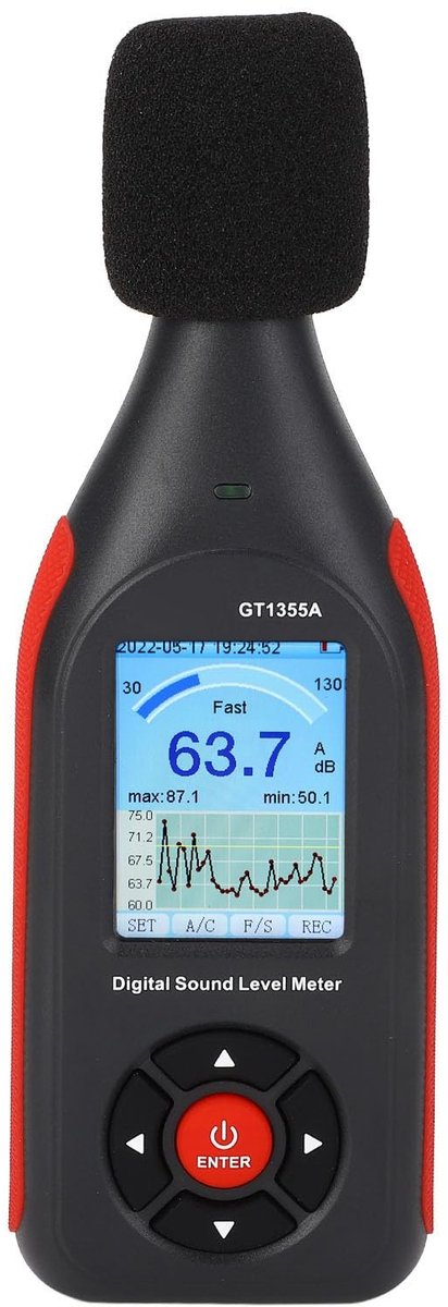 aladdien - Decibelmeter - Geluidsniveaumeter - Hoge nauwkeurigheid - Compact - Geluidsmeting - Voor individuen en bedrijven