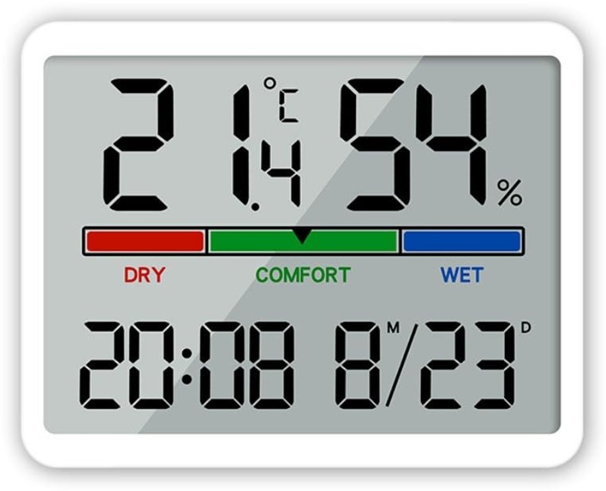 ONF3 - Digitale kamerthermometer - Hygrometer voor binnenshuis - Groot display - Luchtvochtigheidsmeter - Nauwkeurige temperatuurmeting - Geschi...