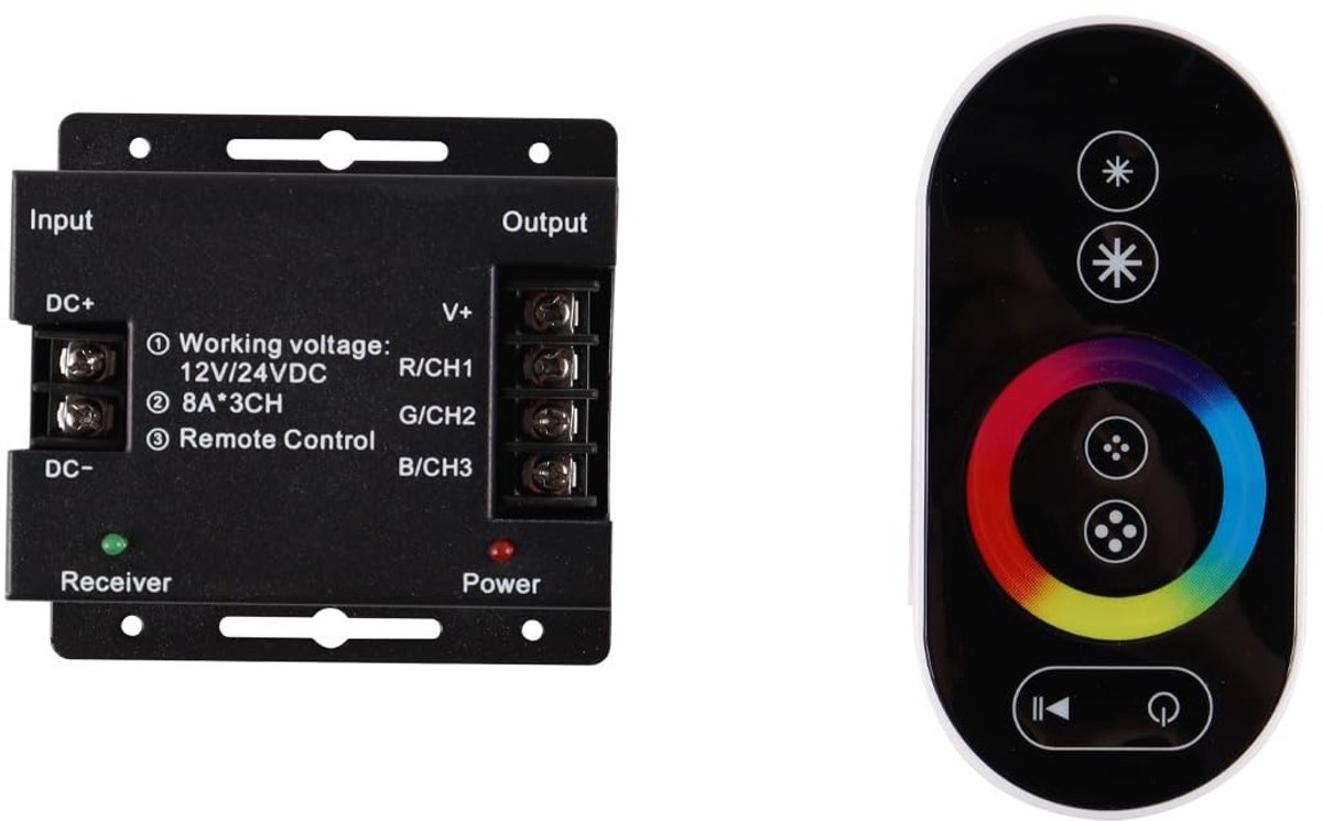 aladdien - LED Dimmer Switch - RF Afstandsbediening - 12V-24V voor Lichtstrips - Geschikt voor RGB Verlichting - Eenvoudige Installatie - Perfect vo..