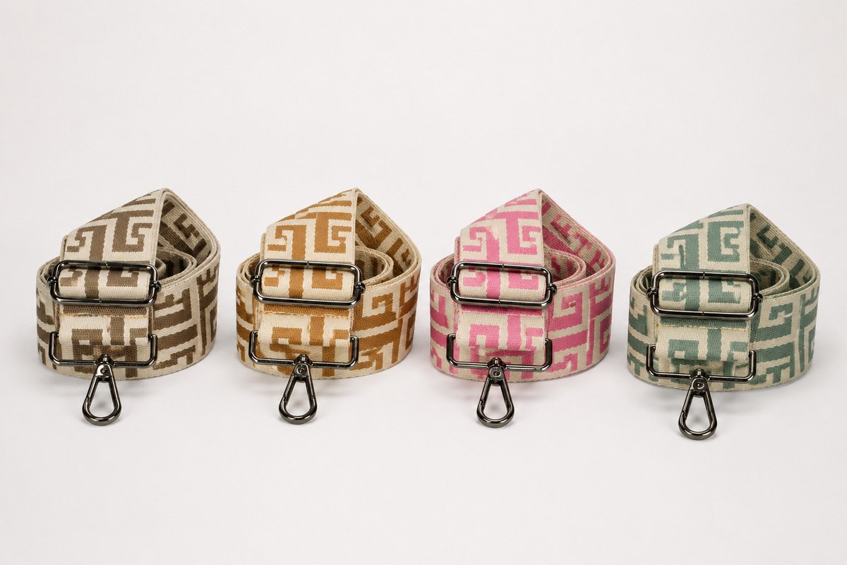 4 x Bag strap - Festival tassenriem - Schouderband - Schouderriem tas - Tassen riem - Tas hengsel - Tassen band - gitaar strap - cameratas band - cross body - verstelbare riem - bag belt - handtas bandje - Kleurrijk
