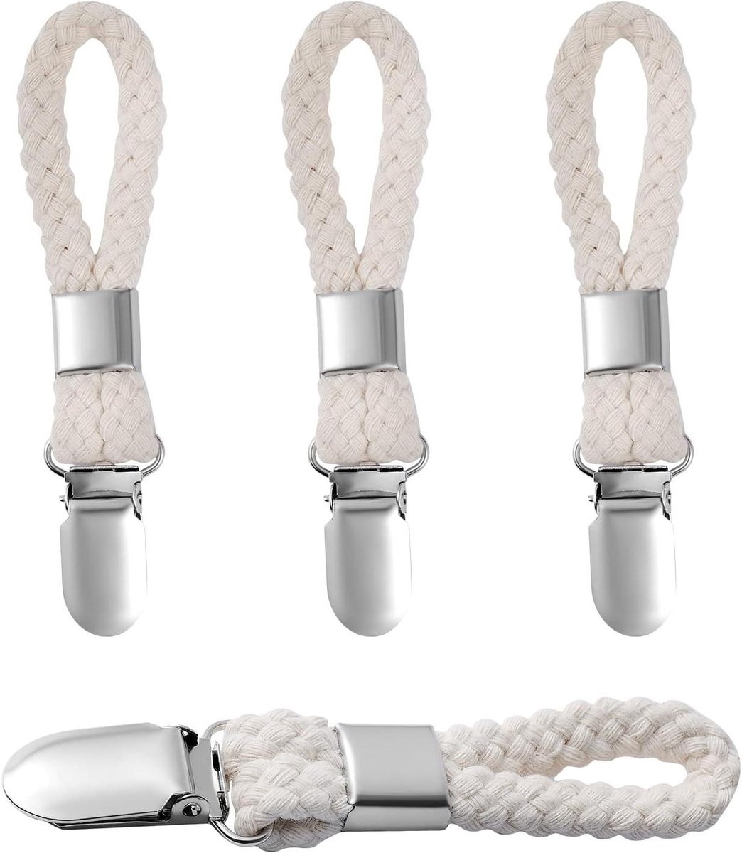 Handdoekclips - Hangende Haken - Keuken Organisatie - Set van 4 - 11.5 cm - Beige