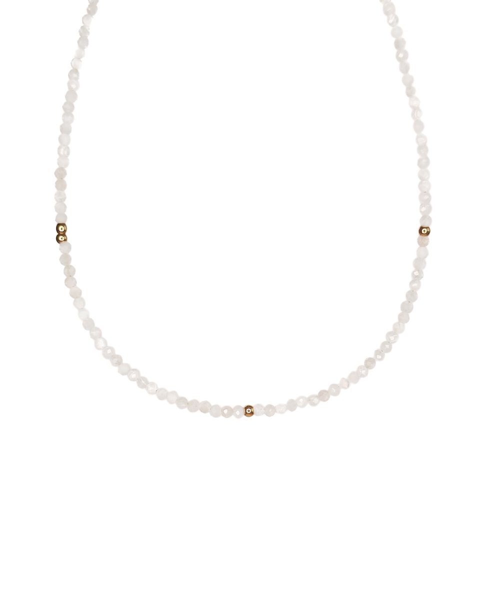 Ava & Imber | Sparkling Maansteen Ketting Stainless Steel (RVS) in cadeaudoosje