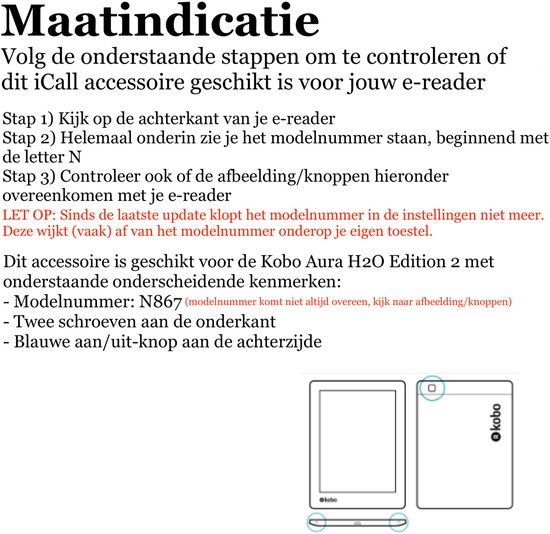 Hoes geschikt voor Kobo Aura H2O Edition 2 - Book Case met Handgreep & Kickstand - Auto/Wake - Blauw — afbeelding 4