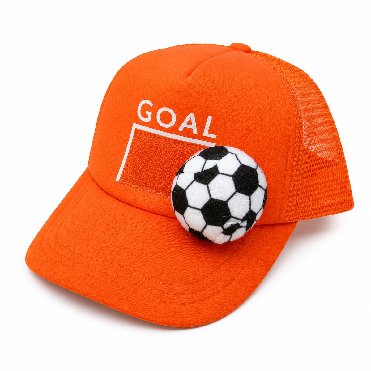 Oranje Voetbal Pet met Klittenband Bal – Holland EK/WK Supporters Pet – Grappige Feestpet voor Voetbalwedstrijden & Koningsdag