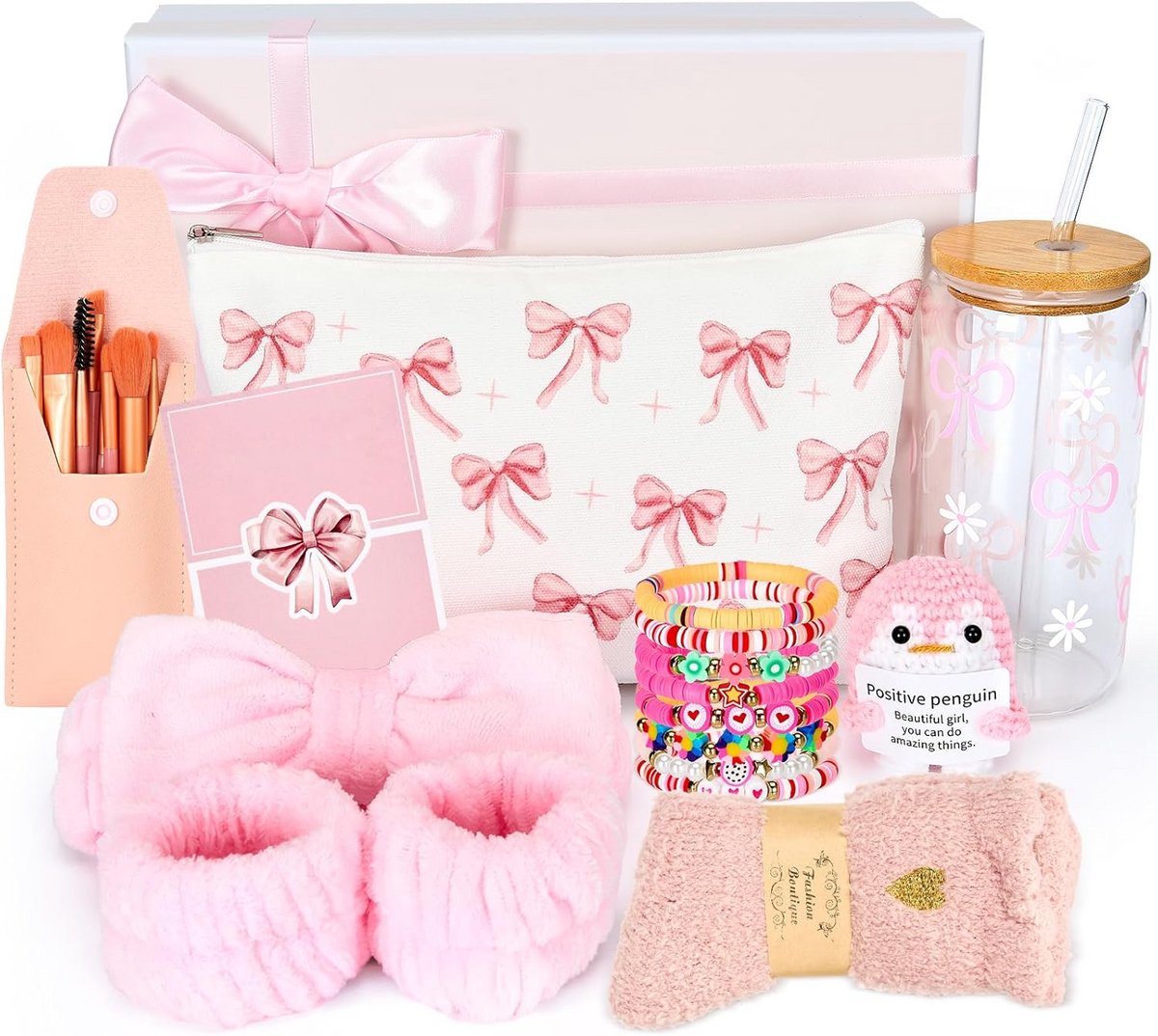 Cadeauset voor Meisjes Tieners (9-16 Jaar) met Drinkglas, Make-up Accessoires en Meer (Roze)