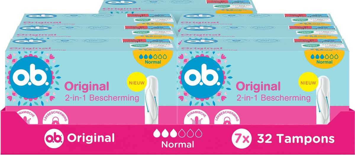 o.b. Original Normal - tampon gemiddelde tot zwaardere menstruatiedagen - 7 x 32 tampons