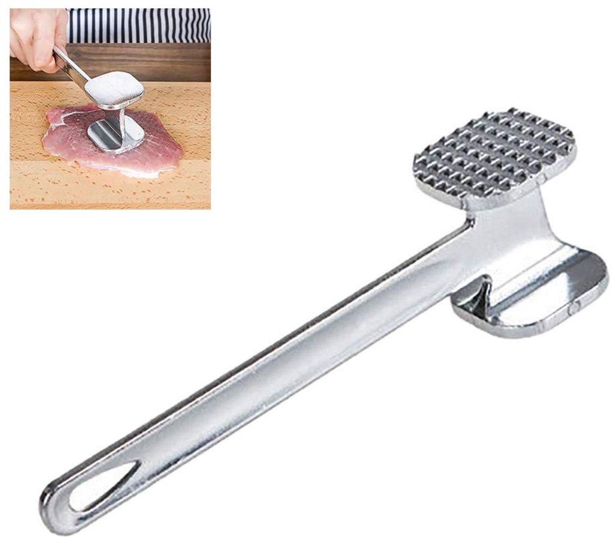 ONF3 - Vleessender Hamer - Dual-zijdige Gespiked - Keuken Gereedschap - 20 cm - Kip Vlees Pounder - Geschikt voor Biefstuk Varkensvlees Vis - Al...