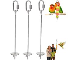 3 stuks - Vogelvoerhouder - RVS Vogel Voerhouder 17,5cm – Hangende Fruit en Groente Spies voor Papegaai en Parkiet – Vogelkooi Foraging Speelgoed Accessoire