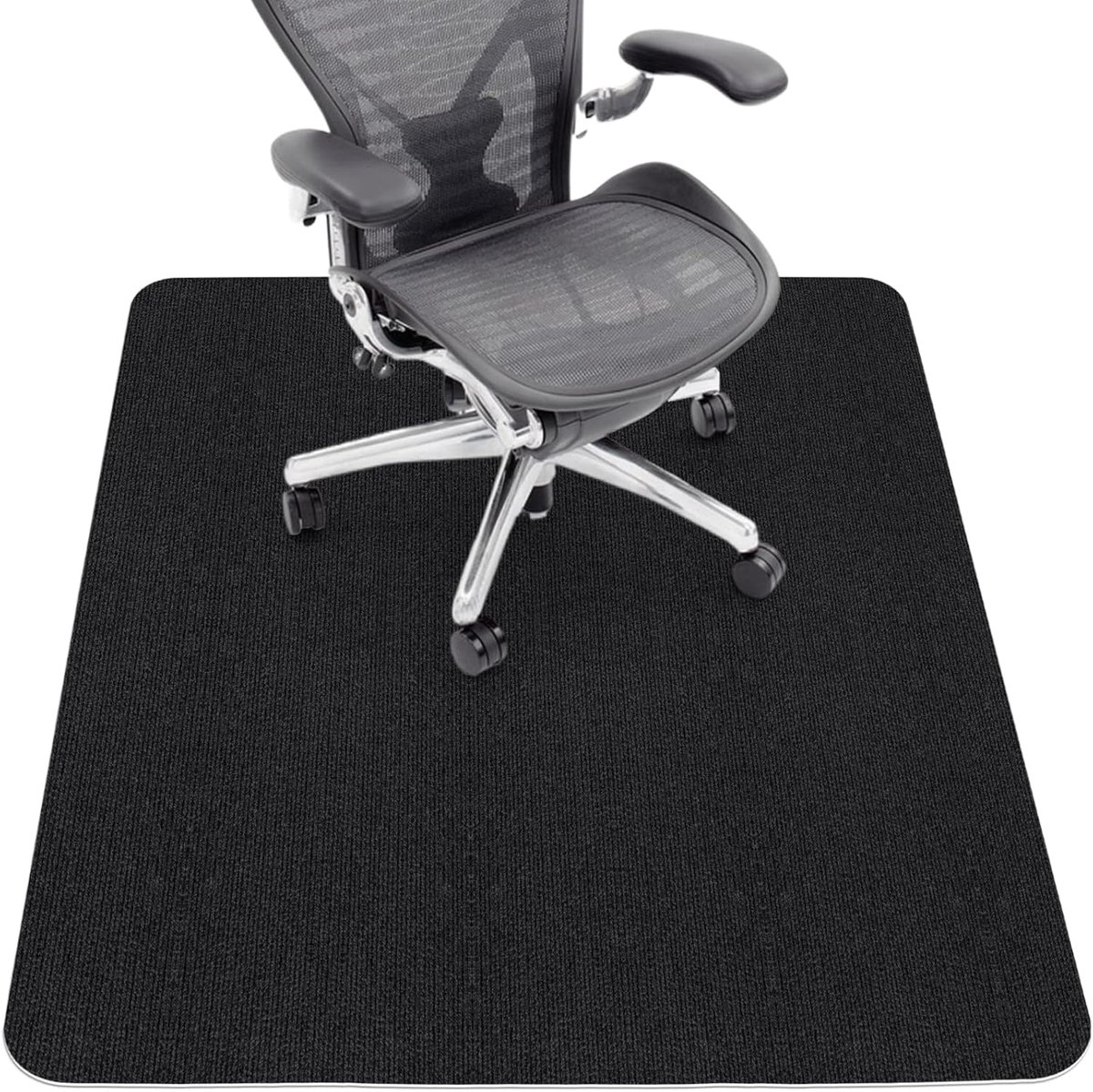 vloermat - bureaustoel vloermat 90×120 cm – bescherming voor vloer – onderlegger voor bureaustoel-Zelfklevende antislipmat - Houtskoolzwart vierkant
