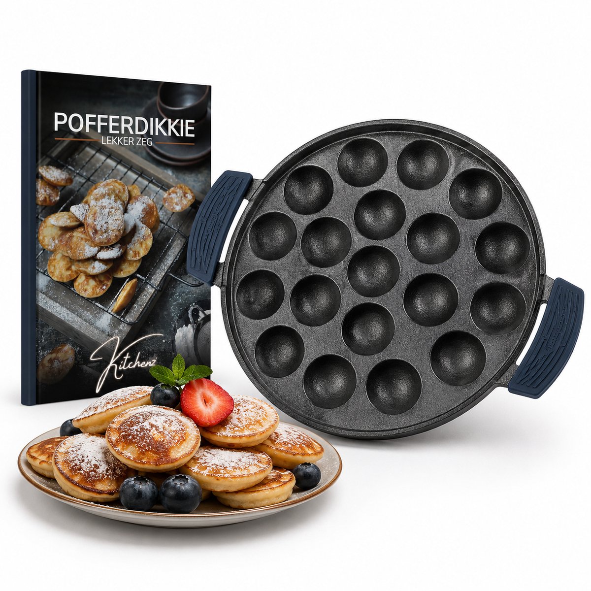 Bol.com Kitchenz® Poffertjespan Gietijzer – Poffertjesmaker & Pancake Maker – Poffertjes Pannen aanbieding