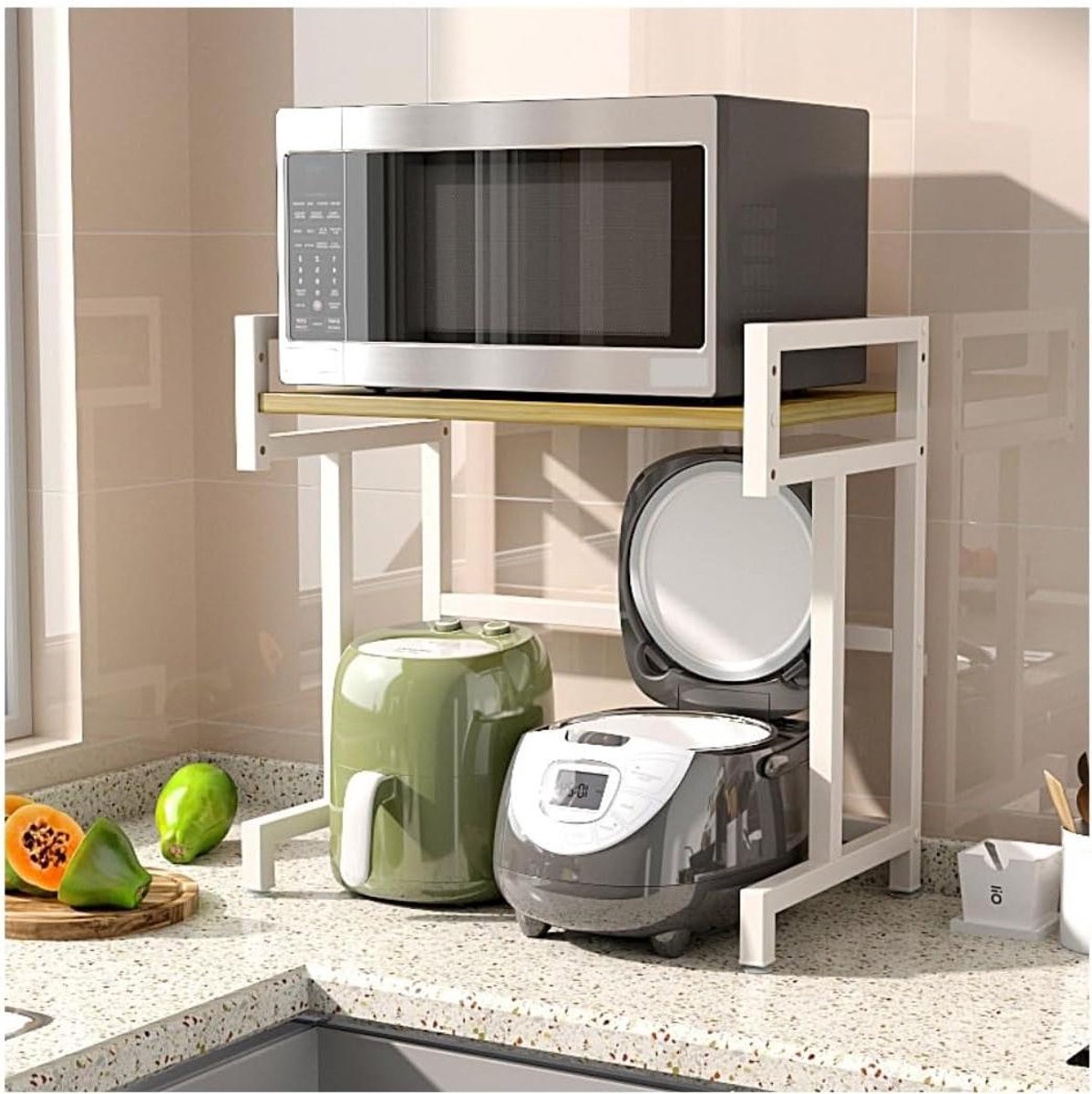 Magnetron Rek - Keuken Organizer - Keuken Opbergen - Verstelbare Lagen - 40 x 36 x 60cm - Wit