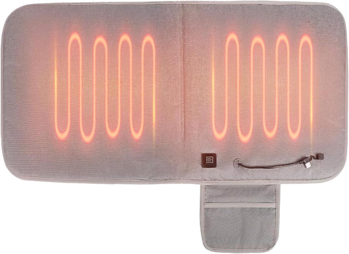 Verwarmd zitkussen - Oplaadbaar stoelkussen - Comfortabel zitten - Instelbare warmte - 87 cm lang - Zwart