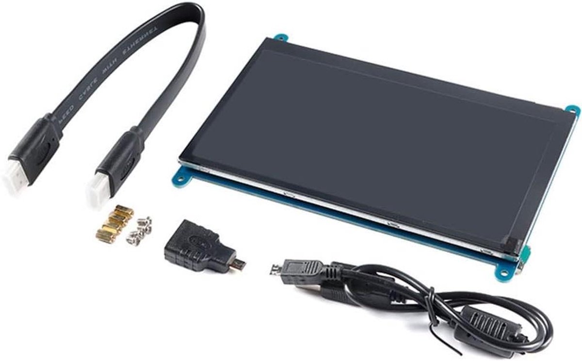 Draagbaar Touchscreen Scherm - DIY Monitor - Projecten Uitbreiden - Hoge Resolutie - 7 Inch - Zwart