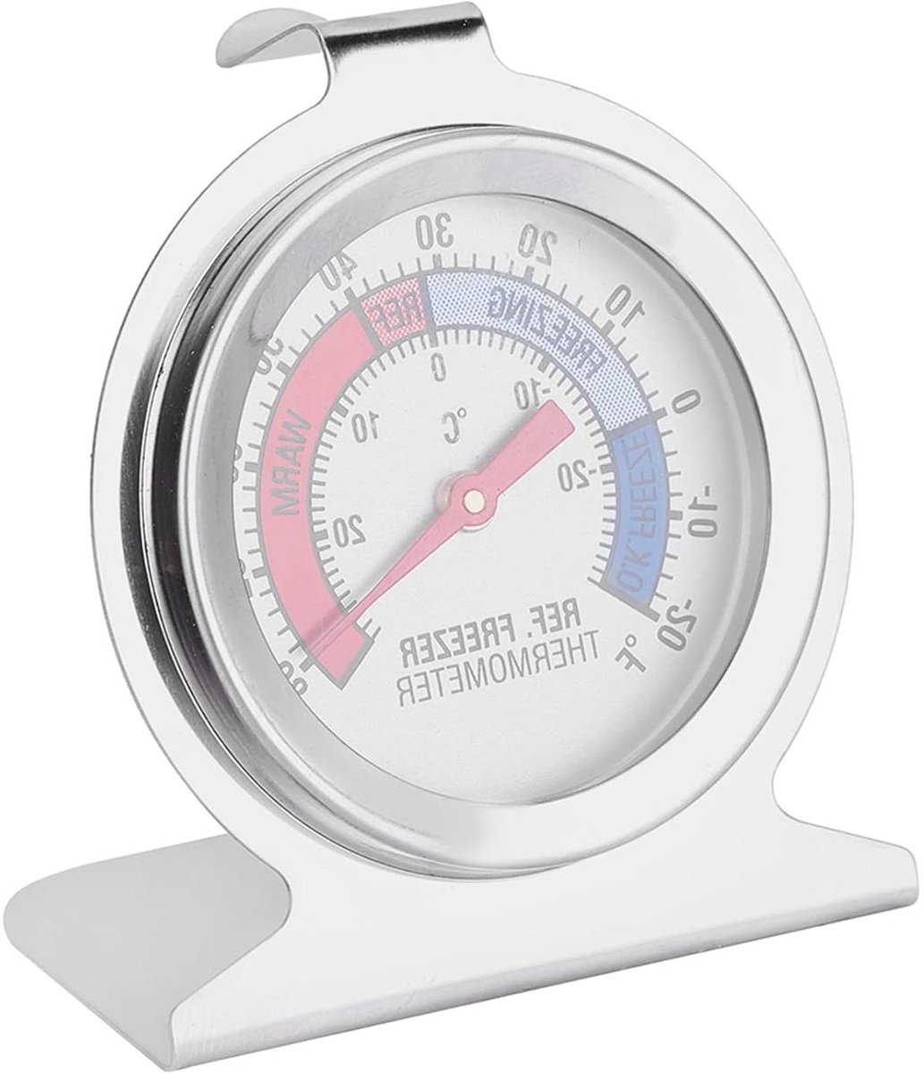 Vriezer Thermometer - Koelkastmeter - Voedsel Bewaren - Mechanische Inductie - 9 cm - Zilver