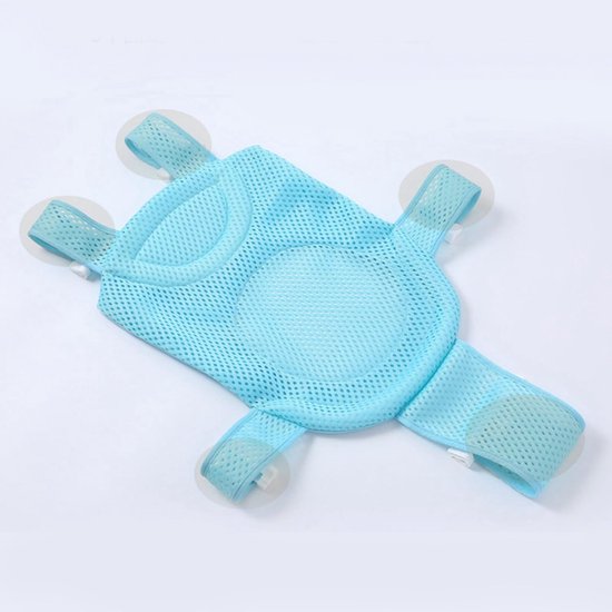 Babybadnet - badmat - badmat - verstelbaar - antislip - met veiligheidsriem - unisex - geschikt voor het baden en wassen van pasgeborenen - blauw — afbeelding 2