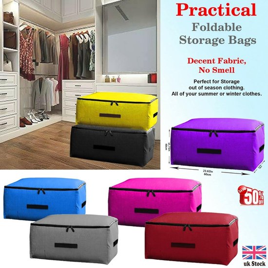 Opbergzakken met Handvat - Dekbedtas Kleding - Ruimte Besparen - Waterdicht PU Coating - 60 x 28 x 40 cm — afbeelding 2