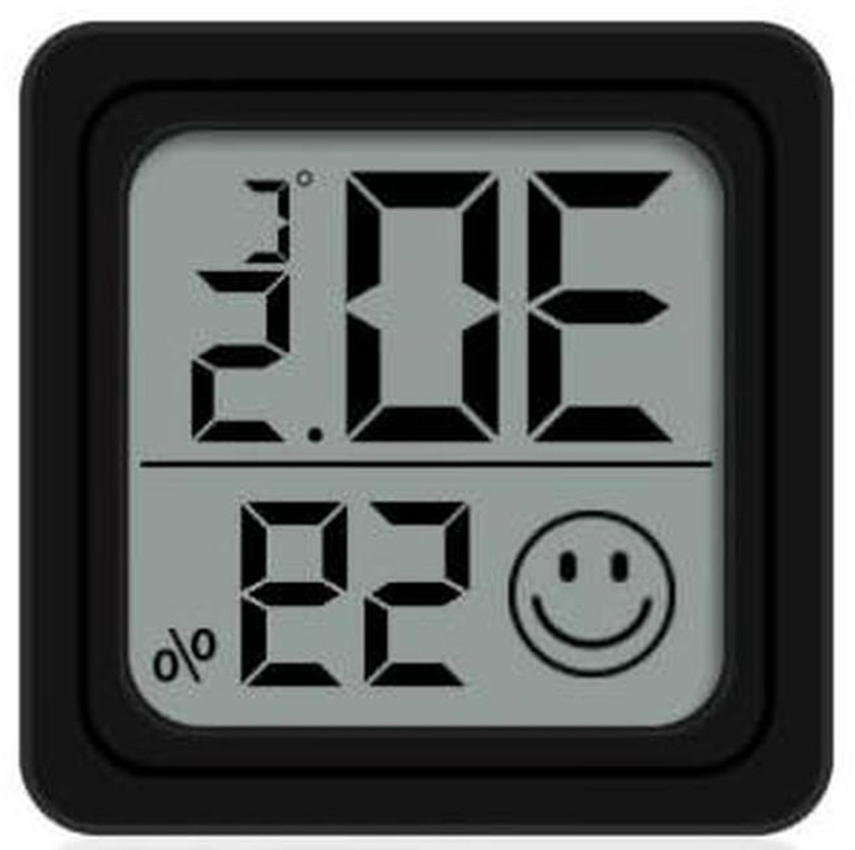 Mini Thermometer - Hygrometer Set - Klimaat Bewaken - Comfort Smiley - 4 Stuks - Zwart