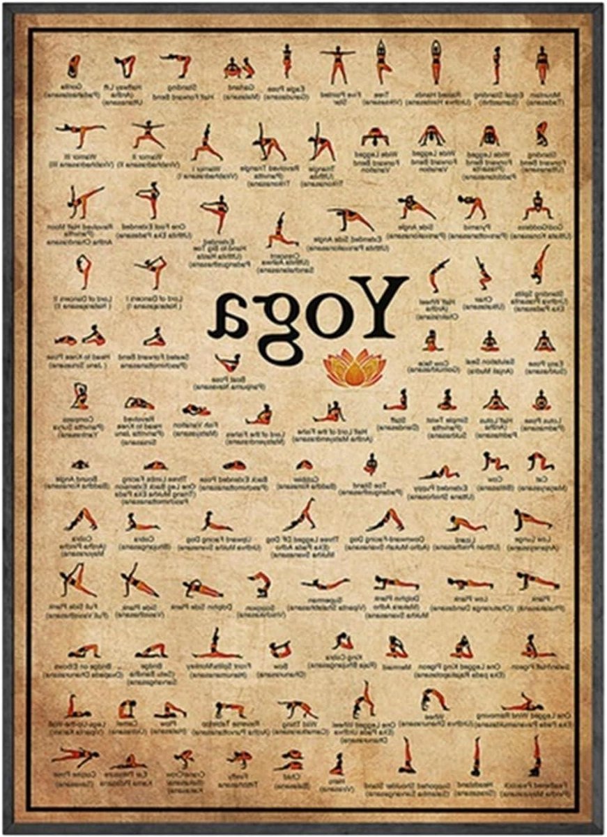 Yoga Oefeningen Poster - Huisgymnastiek - Thuis Training - Gedetailleerde Houdingen - 40 x 60 cm - Meerdere Kleuren