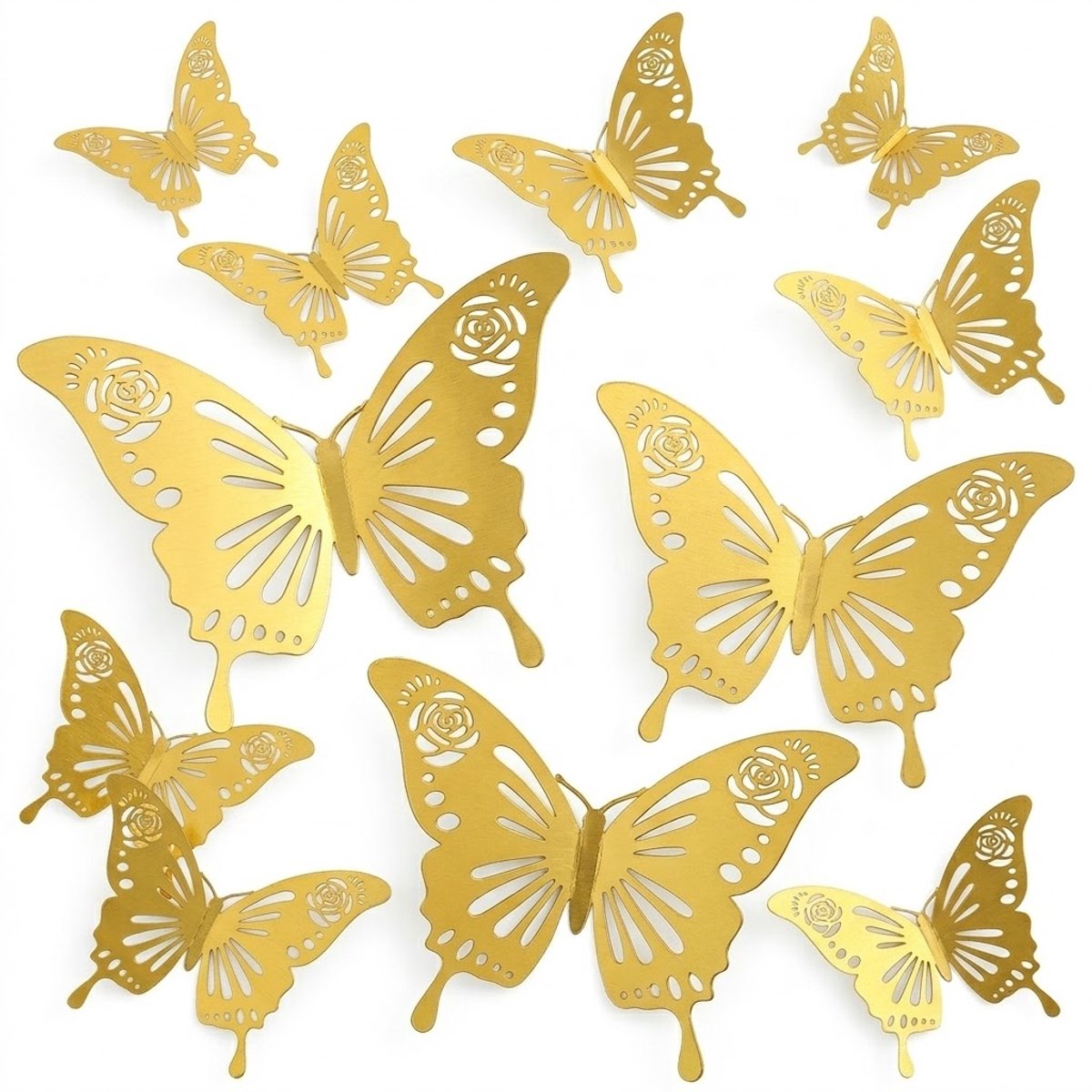 Goud vlinder muurstickers 3D effect wand sticker set decoratieve vlinders muurdecoratie woonkamer slaapkamer kunststof muurstickers