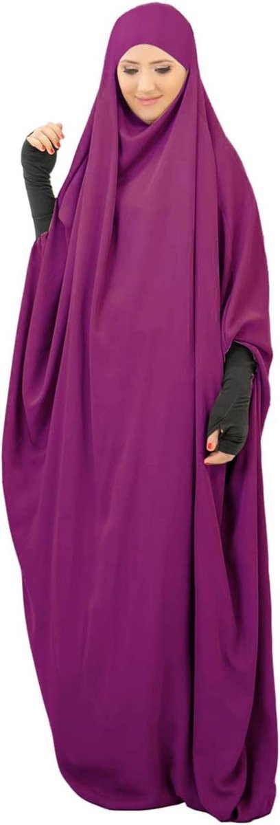 Dames Moslim Jurk - Gebedskleding Khimar - Religieuze Gelegenheden - Volledige Bedekking - XXL - Paars