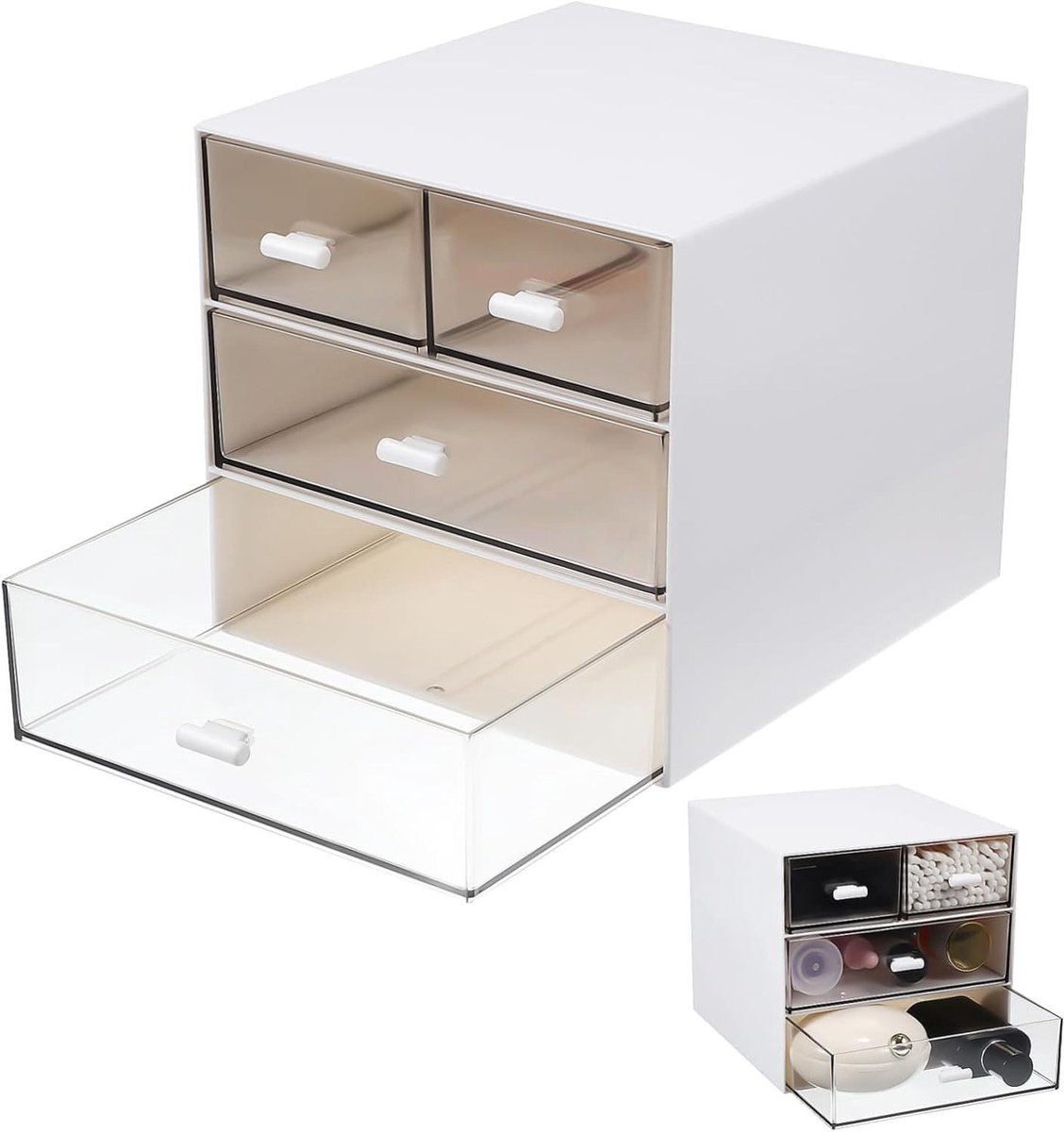 Bureau Organizer - Lade Systeem - Ruimte Organiseren - Transparante Lades - 15 cm Diep - Wit