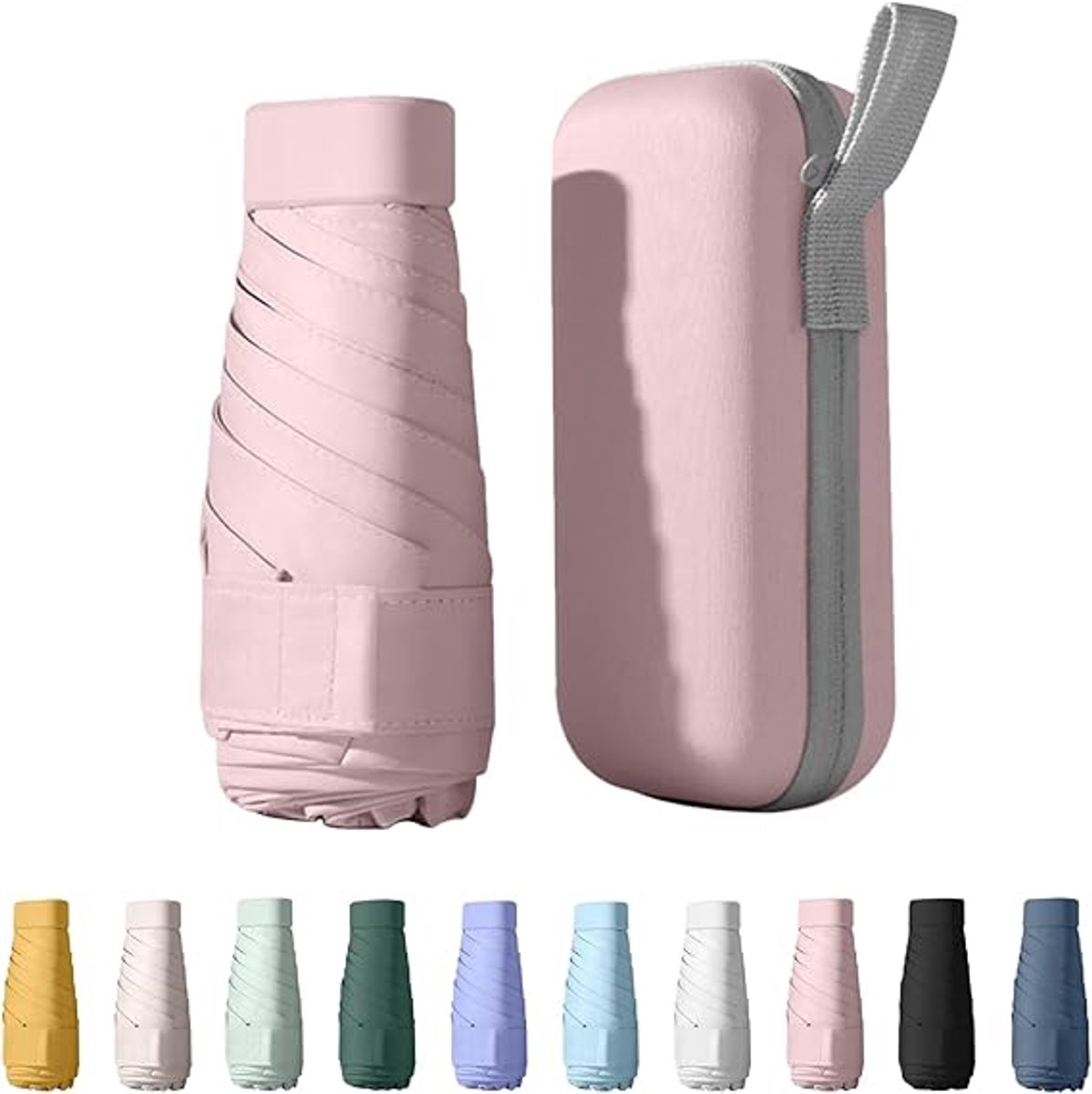 VHV - Paraplu - Paraplu opvouwbaar - Opvouwbare reisparaplu voor dames - UV-bescherming - Zonneschermparaplu - Mini-paraplu met 6 baleinen en capsulehoes voor vrouwen - Meisjes en kinderen - Roze