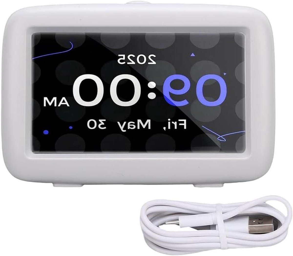 Digitale Klok - Bureauklok - Medicatie Herinnering - Spraak Aankondiging - 43 Inch Display - Wit